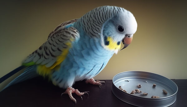 Budgie Eating Mealworms