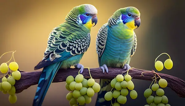 Budgies Eat Grapes