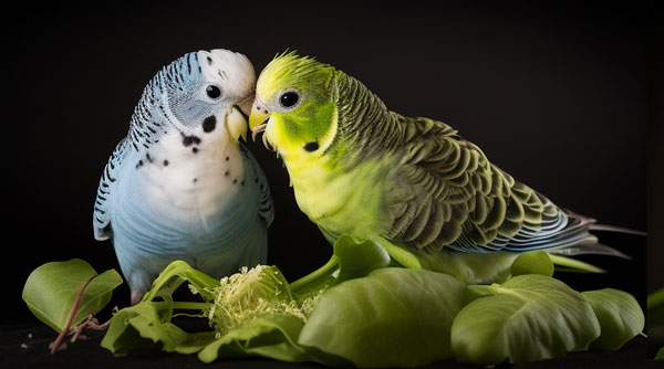  Budgies Eat Lettuce