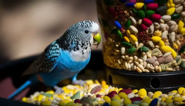 Budgie Eating seeds