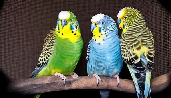 Budgie sleeping on side of cage