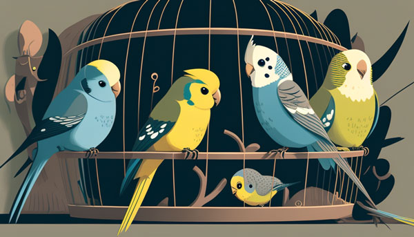 budges and cockatiels in the same cage