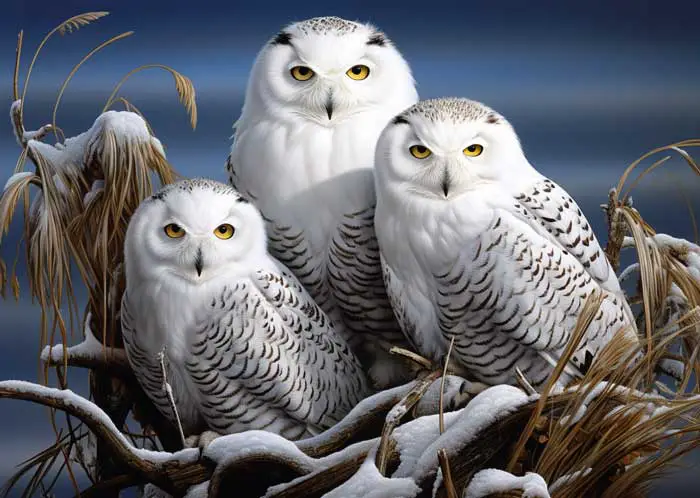 Owls Sleeping Winter Season